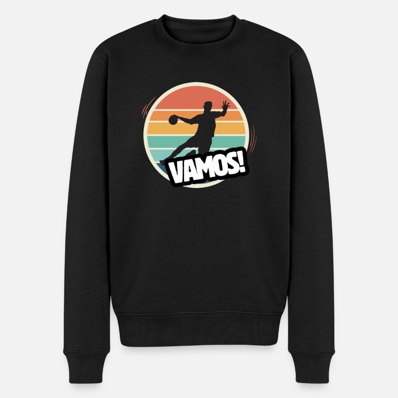 Vamos Retro Handball - Männer Premium Bio Pullover - Schwarz