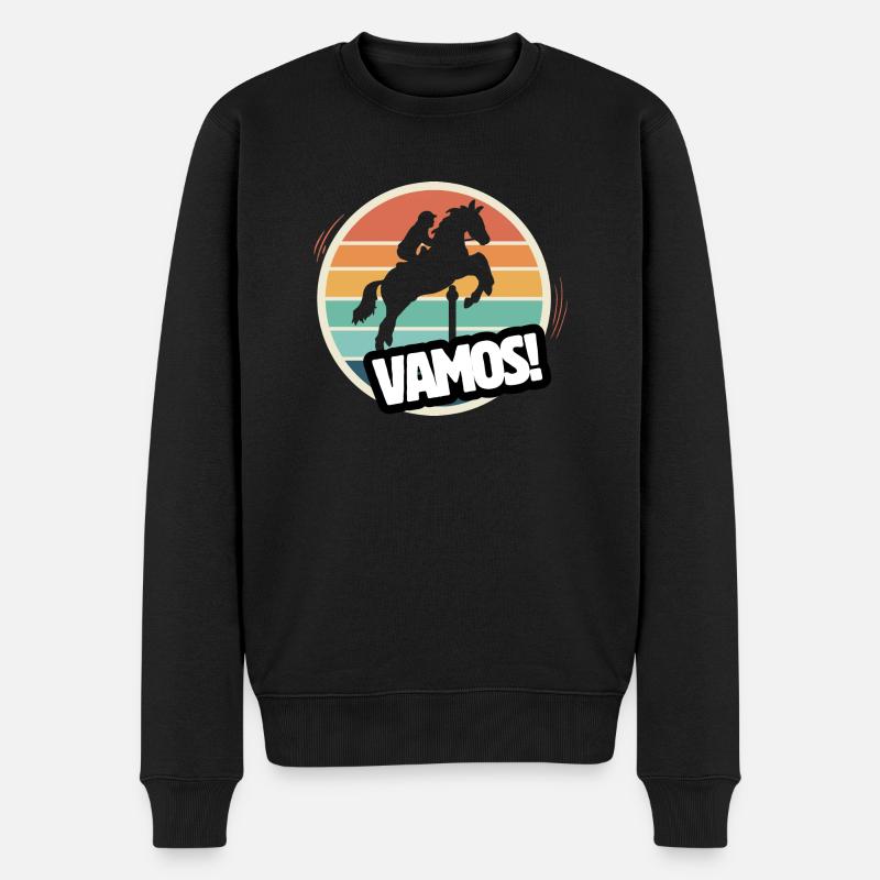 Vamos Kanu Reiten Springen Retro - Männer Premium Bio Pullover - Schwarz
