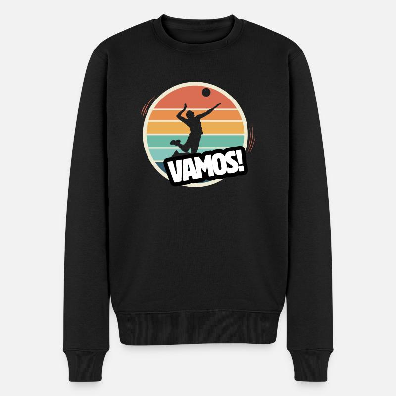 Vamos Retro Volleyball - Männer Premium Bio Pullover - Schwarz
