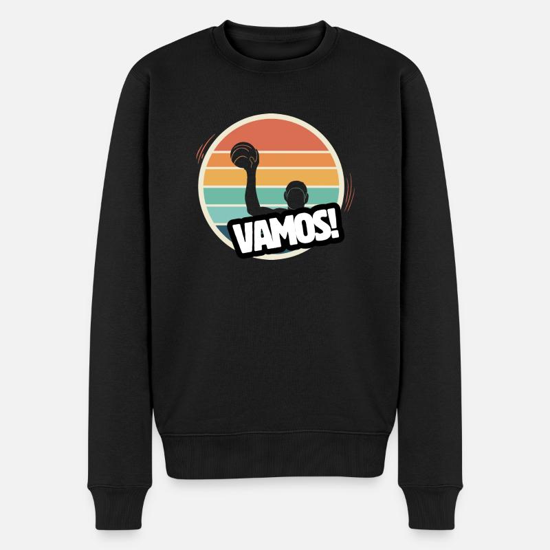 Vamos Retro-Wasserball - Männer Premium Bio Pullover - Schwarz