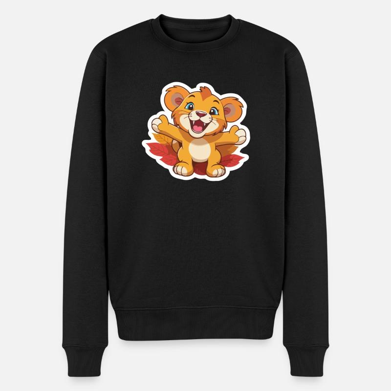 Bébé lion en automne - Pull Premium bio Homme - noir