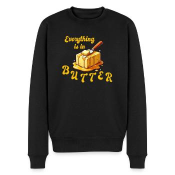 Alles in Butter - everything is in butter - Männer Premium Bio Pullover - Schwarz - Vorne - Nico (187cm)