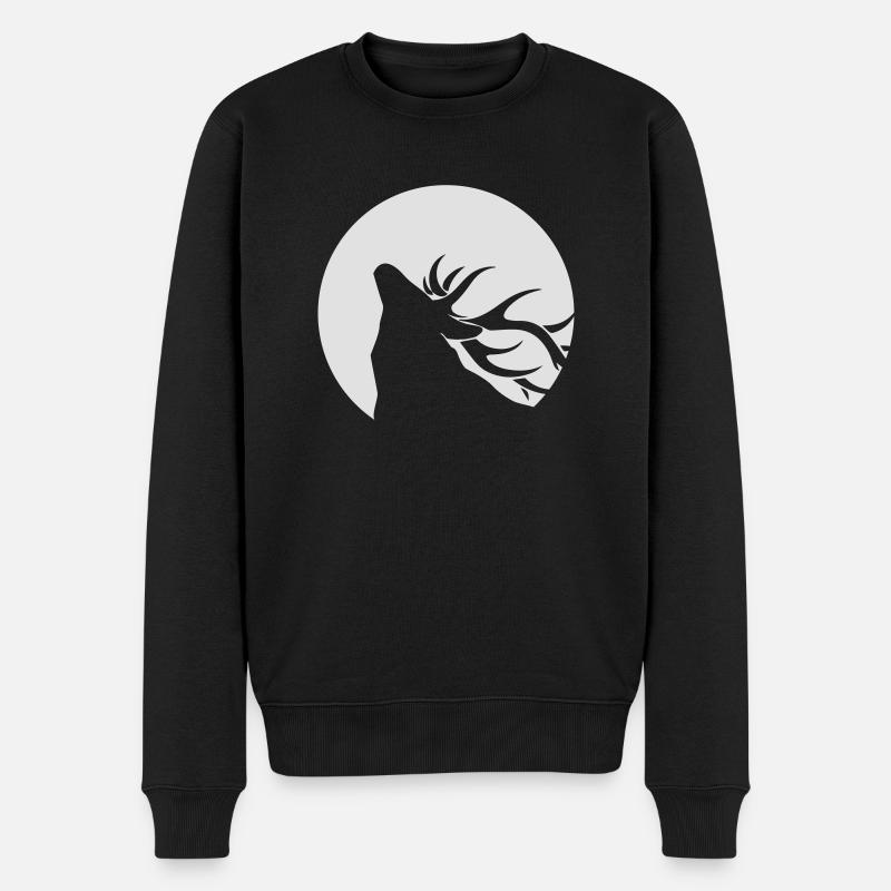 Cerf au clair de lune - Pull Premium bio Homme - noir