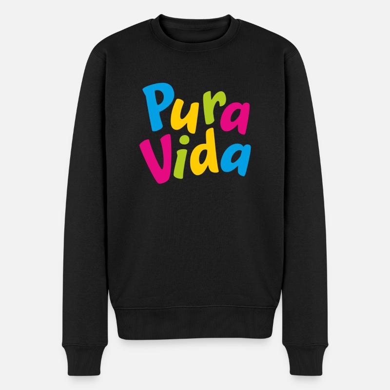 pura vida - Männer Premium Bio Pullover - Schwarz