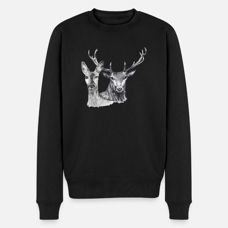 Cerf et lasse - Pull Premium bio Homme - noir