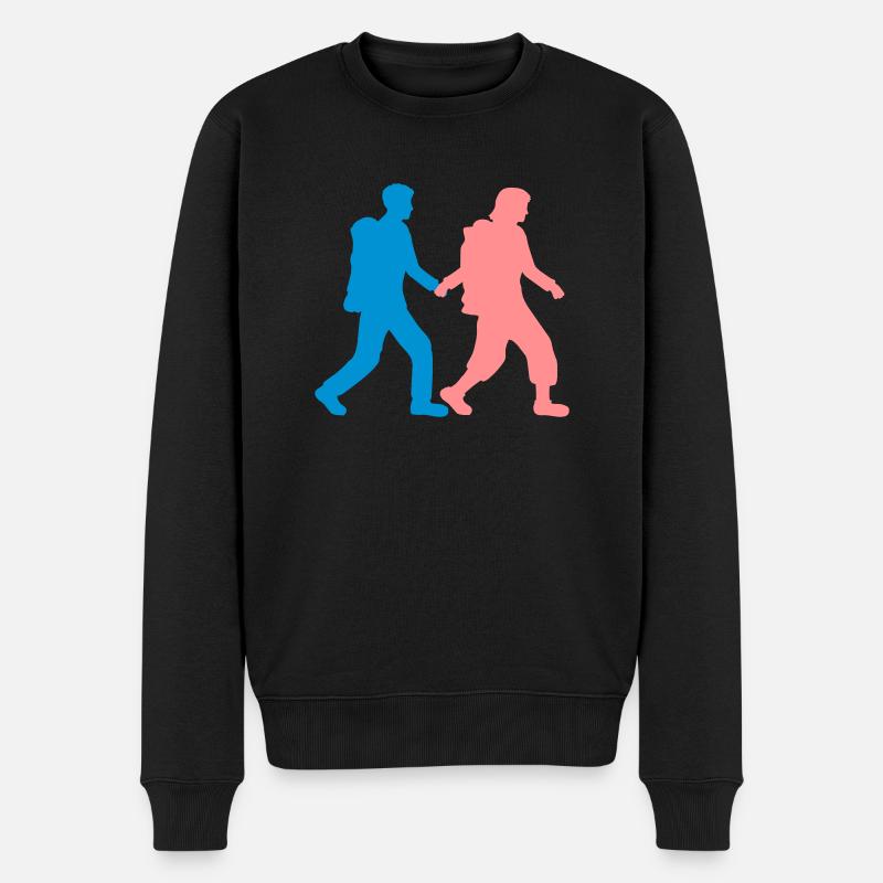 Paar geht wandern - Männer Premium Bio Pullover - Schwarz