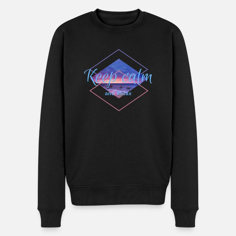 I love clothes / Keep calm - Männer Premium Bio Pullover - Schwarz