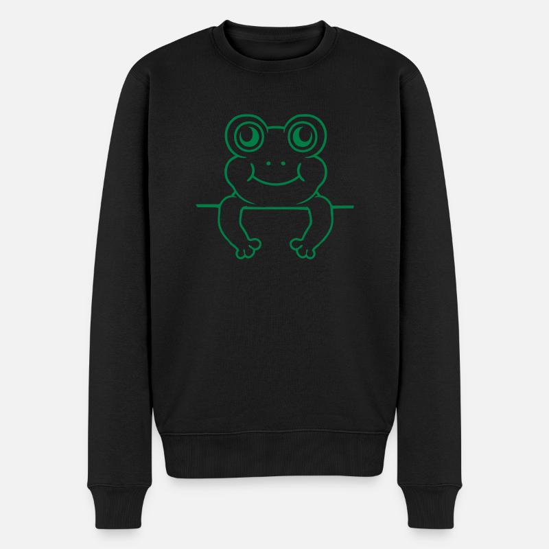 Mauer Frosch Schild Comic - Männer Premium Bio Pullover - Schwarz