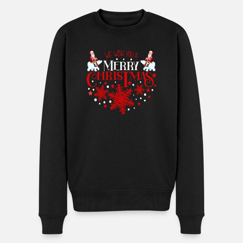 We wish you merry Christmas Santa Riding a Icebear - Männer Premium Bio Pullover - Schwarz