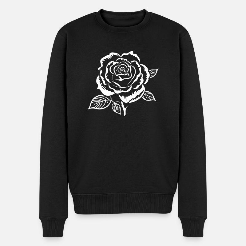 Rose blanche - Pull Premium bio Homme - noir