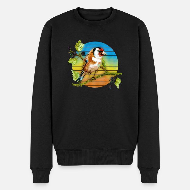 Bunter Vogel - Männer Premium Bio Pullover - Schwarz