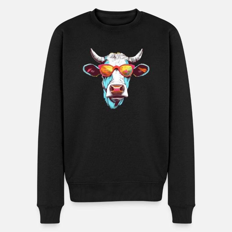 Mima la vache à lunettes - Pull Premium bio Homme - noir