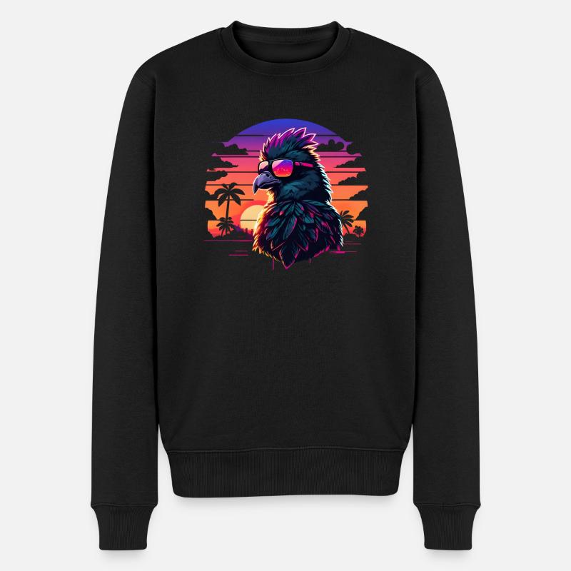 Synthwave Bird Sunset - Pull Premium bio Homme - noir