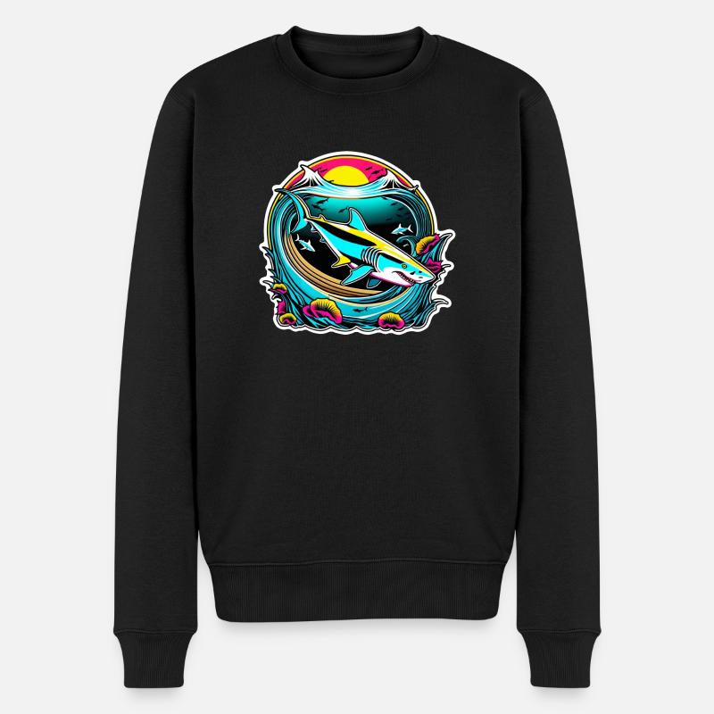 Hai - Männer Premium Bio Pullover - Schwarz