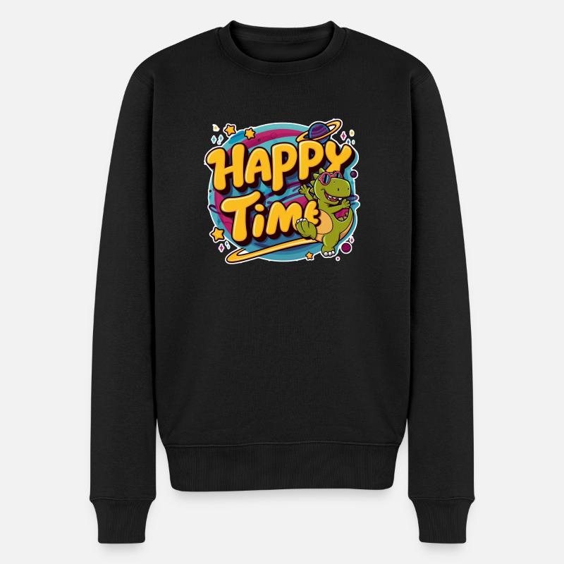 dinosaure temps heureux - humour - Pull Premium bio Homme - noir