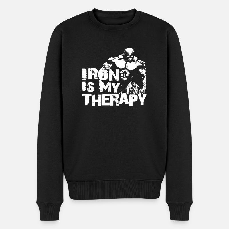 Iron is my therapy - Männer Premium Bio Pullover - Schwarz
