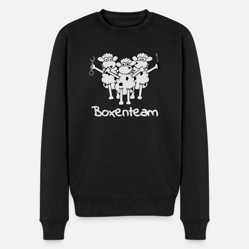 boxenteam_text_w_3f - Männer Premium Bio Pullover - Schwarz
