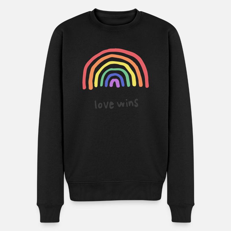 Liebe gewinnt Regenbogen - Männer Premium Bio Pullover - Schwarz
