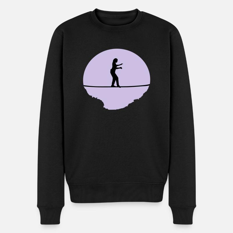 Slackline, Slacklining Frau - Männer Premium Bio Pullover - Schwarz