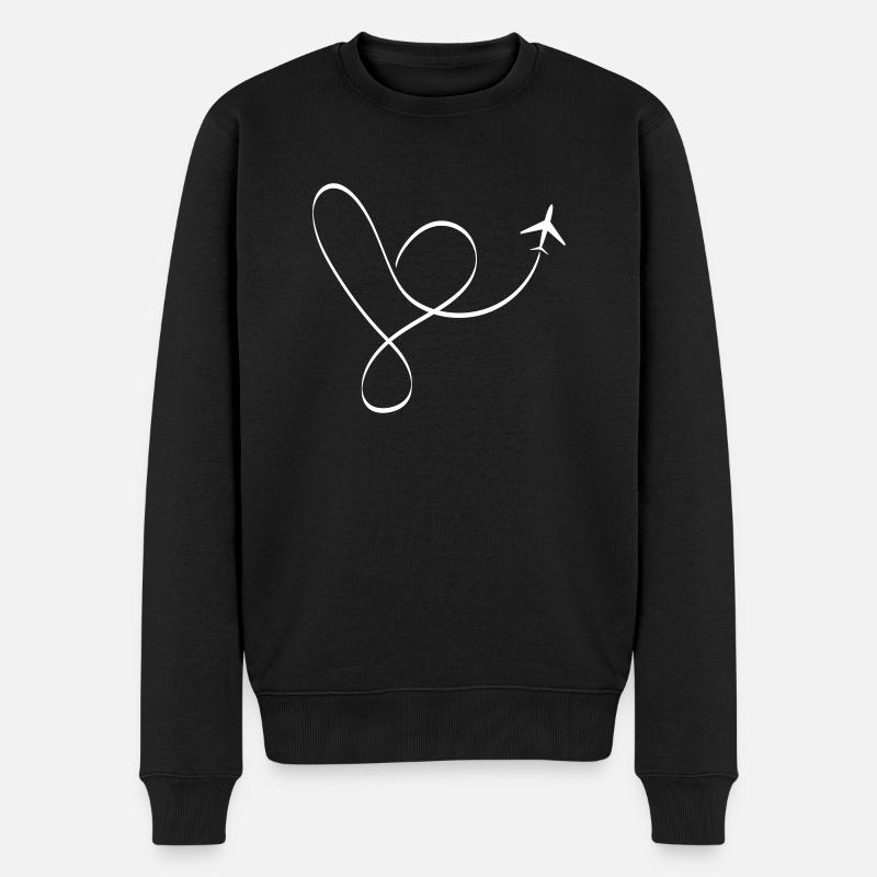 avion coeur boucle avion vacances Voyage - Pull Premium bio Homme - noir
