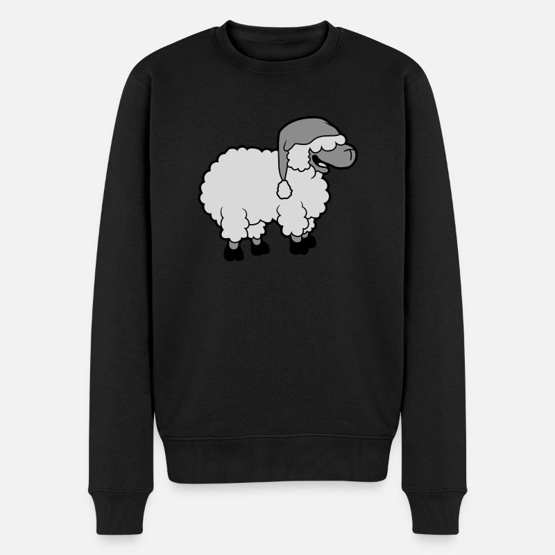Lustiges lachendes Schaf - Männer Premium Bio Pullover - Schwarz