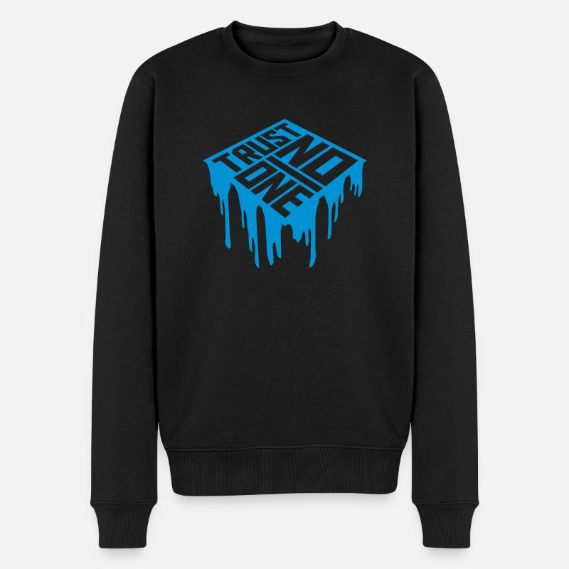 trust no one Zitat - Männer Premium Bio Pullover - Schwarz