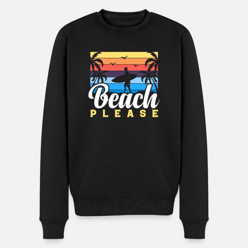 BEACH PLEASE - Männer Premium Bio Pullover - Schwarz