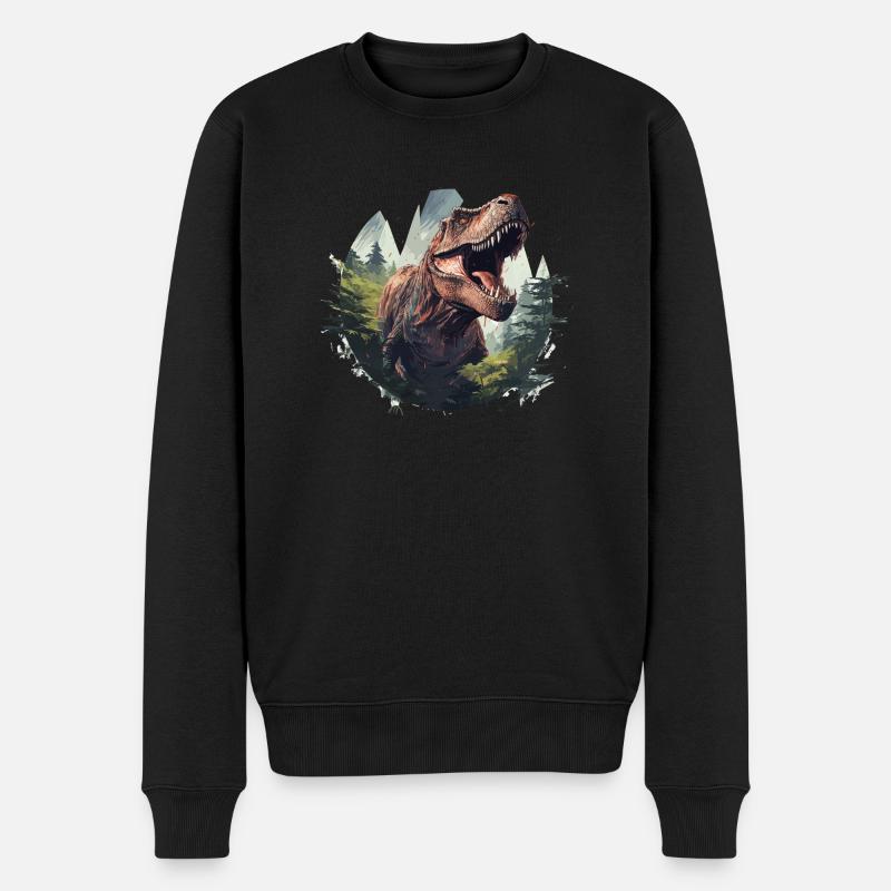 T-Rex - Männer Premium Bio Pullover - Schwarz