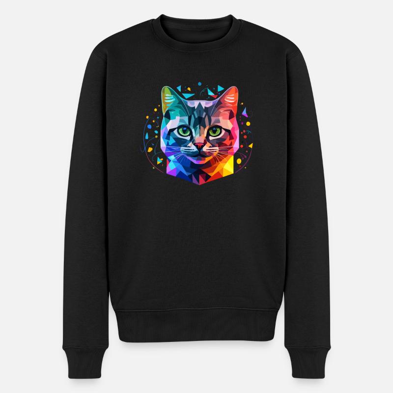 Cat - Männer Premium Bio Pullover - Schwarz