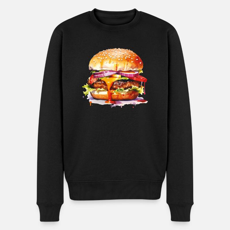 burger - Männer Premium Bio Pullover - Schwarz