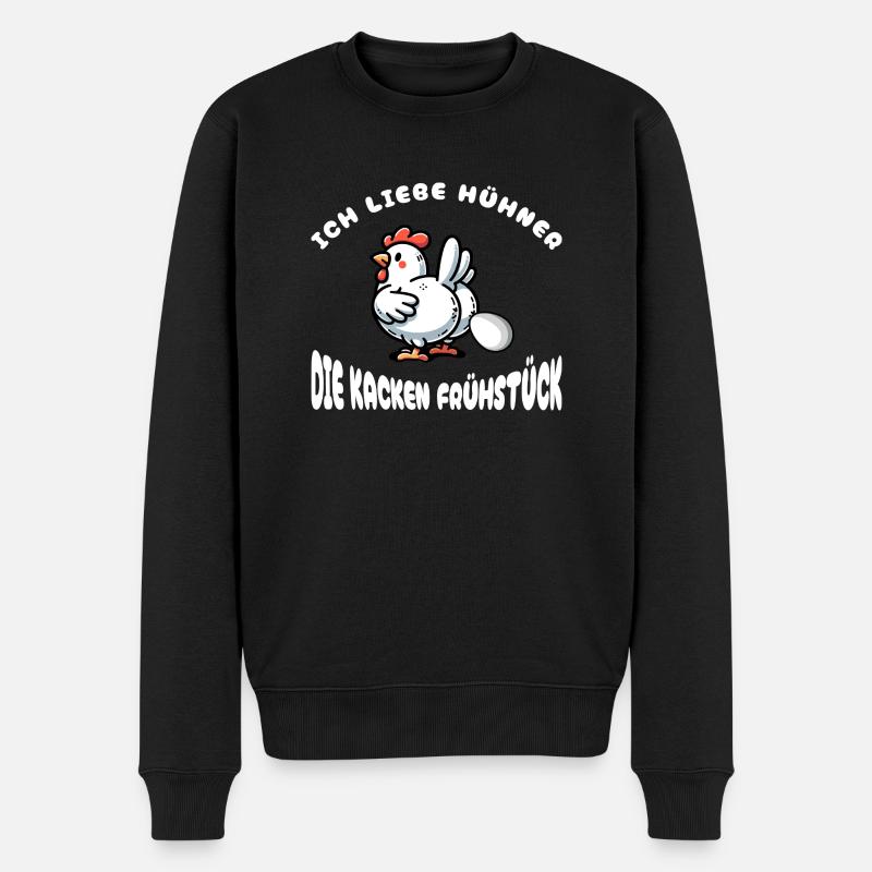 Lustiges Ich Liebe Hühner Frühstück Ei Design - Männer Premium Bio Pullover - Schwarz