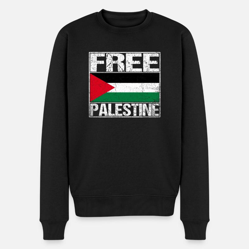 Free Palestine Flagge - Männer Premium Bio Pullover - Schwarz