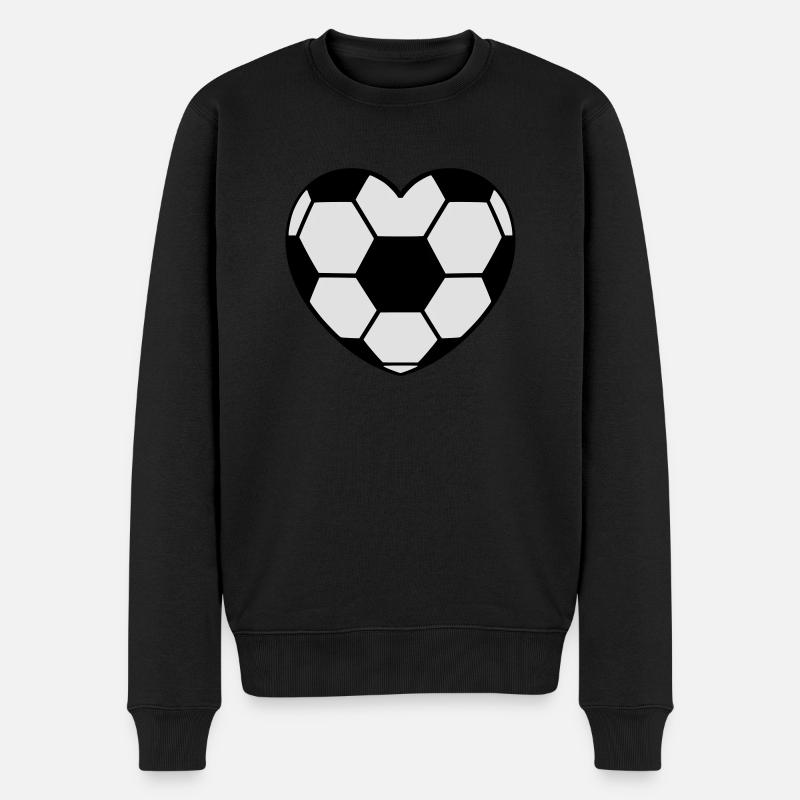 Fußball Herz I love Ball herzform - Männer Premium Bio Pullover - Schwarz