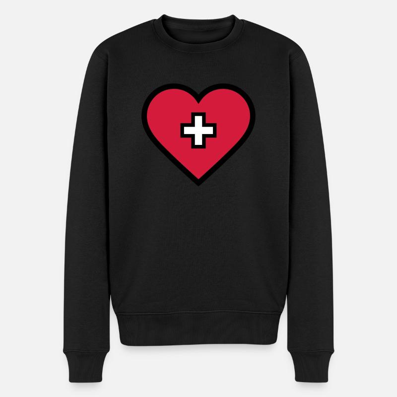 Coeur avec croix - Pull Premium bio Homme - noir