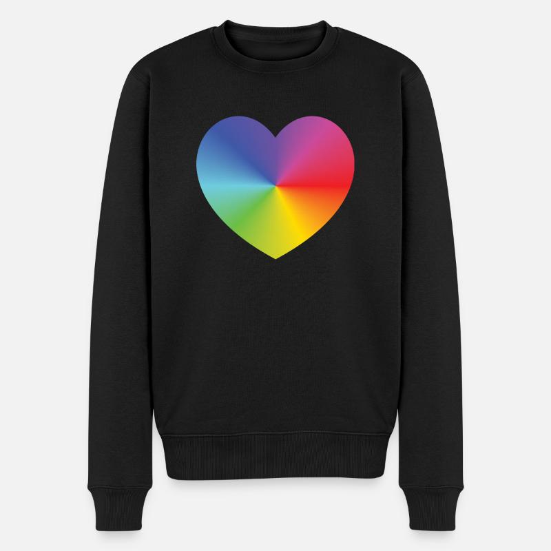 Rainbow Heart - Männer Premium Bio Pullover - Schwarz