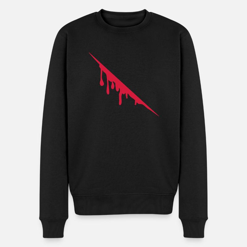 messer_blut___f1 - Männer Premium Bio Pullover - Schwarz