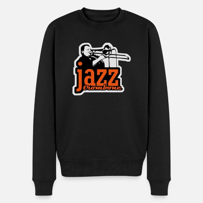 Jazz trombone - trombone de jazz - Pull Premium bio Homme - noir