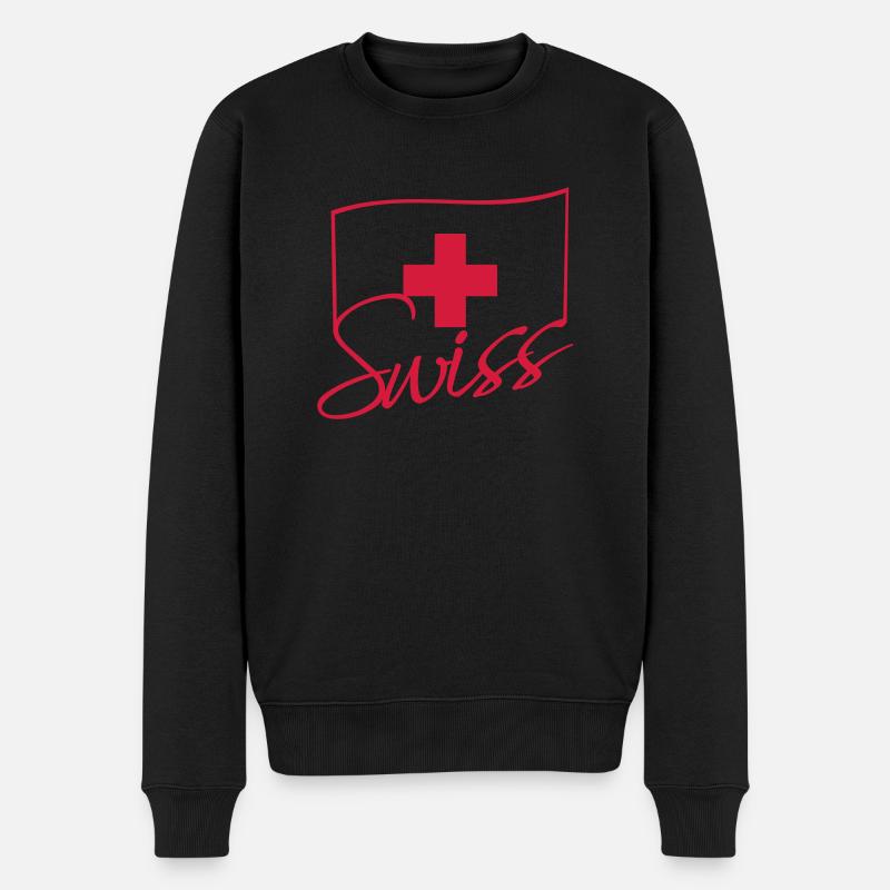 Swiss Flag Logo - Männer Premium Bio Pullover - Schwarz