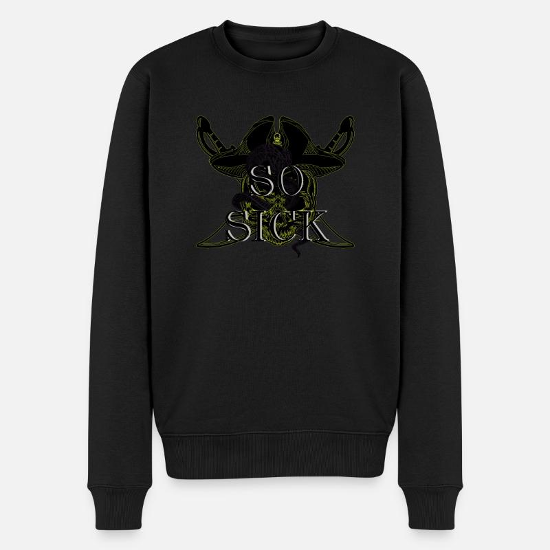 Piraten Totenkopf So Sick - Männer Premium Bio Pullover - Schwarz
