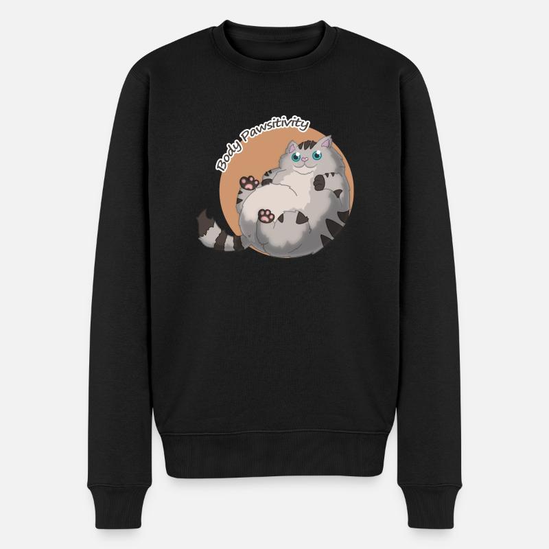 Body Pawsitivity Cat orange - Männer Premium Bio Pullover - Schwarz