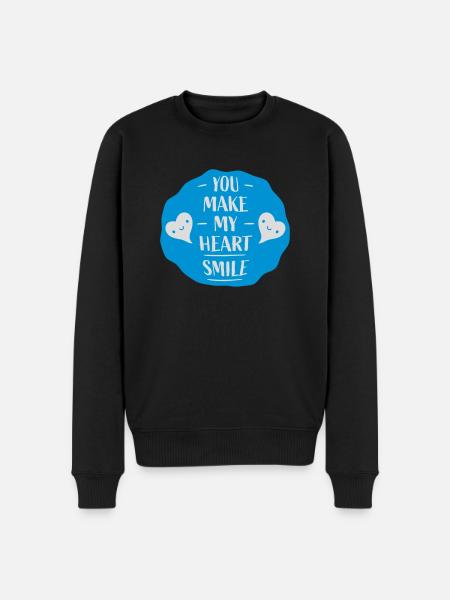 make my heart smile - Männer Premium Bio Pullover - Schwarz