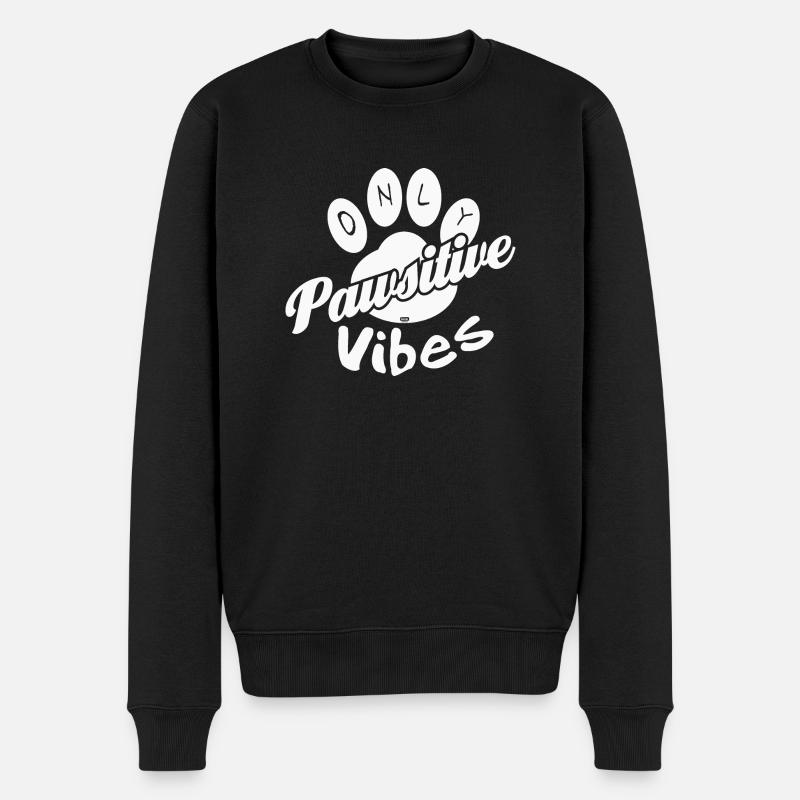 Only pawsitive vibes - Männer Premium Bio Pullover - Schwarz