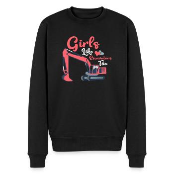 Girls Like Excavators Too Heavy Equipment Operator - Men's Premium Organic Jumper - black - Front - Nico (187cm)