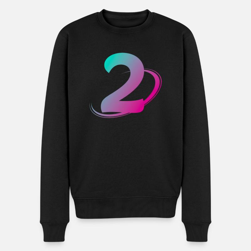 Nummer 2 mehrfarbig - Männer Premium Bio Pullover - Schwarz