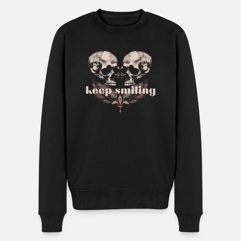 keep smiling - Männer Premium Bio Pullover - Schwarz