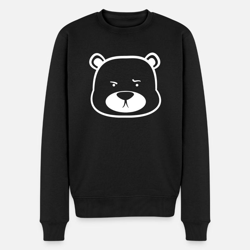 Grimmiges niedliches Bärchen - Männer Premium Bio Pullover - Schwarz