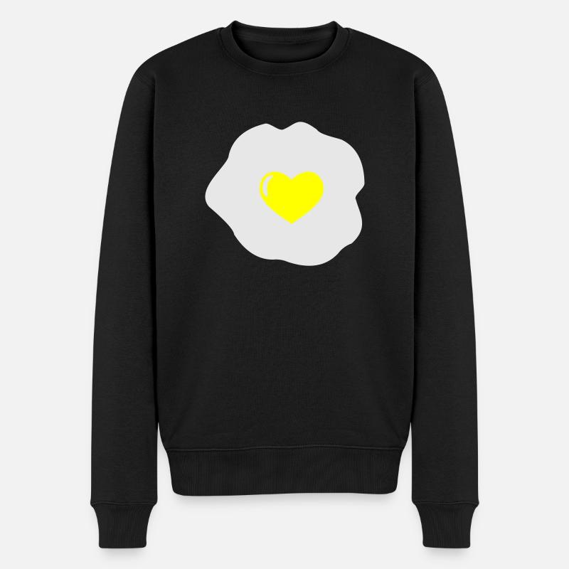 Spiegelei Herz - Männer Premium Bio Pullover - Schwarz