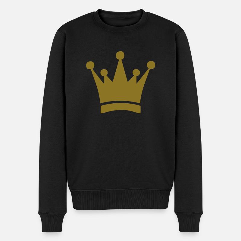 gold crown - Männer Premium Bio Pullover - Schwarz