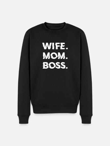 Wife Mom Boss Mothers Day Gift - Shirt - Men's Premium Organic Jumper - black