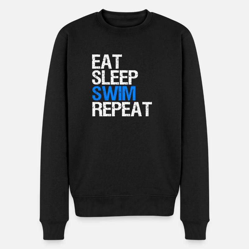 Eat Sleep Swim Repeat Geschenk für Schwimmer - Männer Premium Bio Pullover - Schwarz